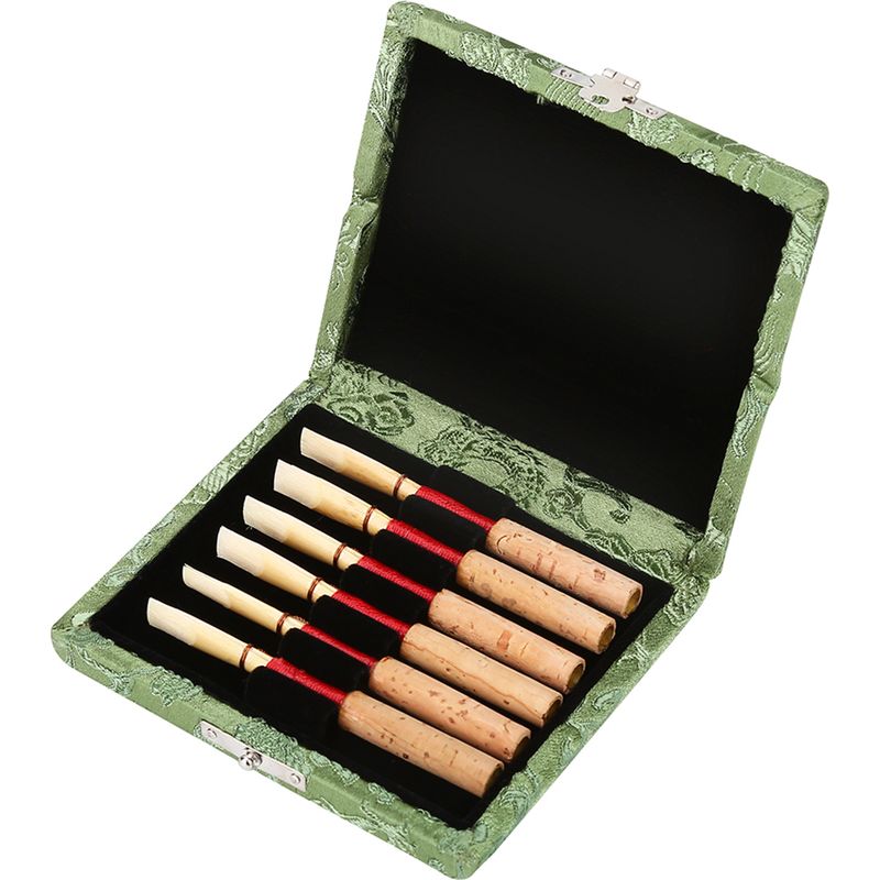 Holzkästchen Mit Seidenbezug Für 6 Oboenrohre, Grün - Aufbewahrungsbox Für Rohrblätter