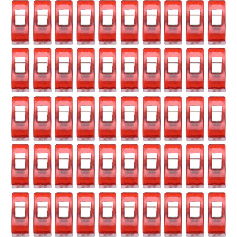 Packung Mit 50 Karminroten Kunststoffclips Zum Nähen, Positionieren, Einfassen Und Trocknen, Farbenfrohe Befestigungsclips Mit Cartoon-muster