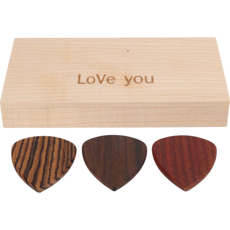 Aufbewahrungsetui Für Gitarrenplektren Aus Holz, Geschenkbox Mit 3 Gitarrenplektren, Instrumentenzubehör