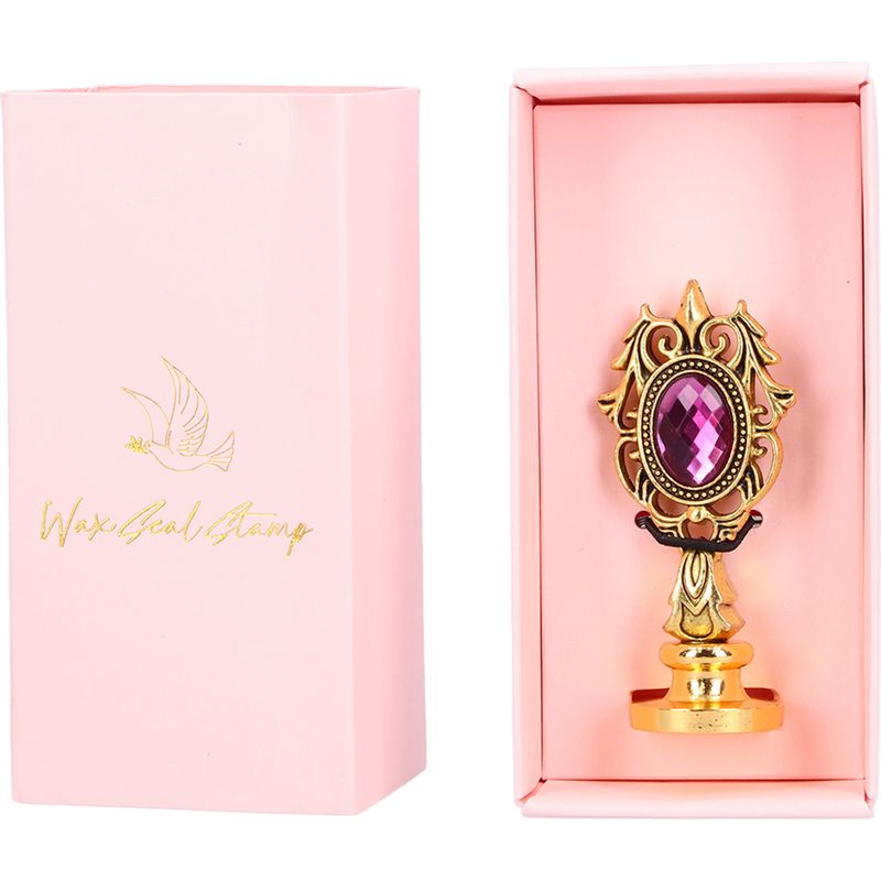 Vintage-verschlussdose, Exquisite Muster, Abnehmbarer Griff In Antikgold, Rote, Violette Und Rosa Steine, Diy-verpackung, Transparenter Verschluss, Elegante Geschenkbox.