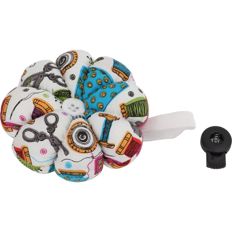 Niedliches Kürbis-nadelkissen Mit Cartoon-muster, Flauschiger Nadelsammler Mit Buntem Gummiband