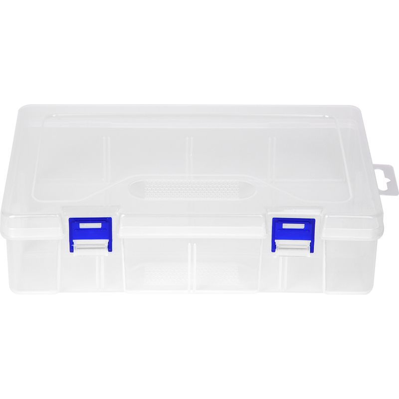 Transparente Aufbewahrungsbox D306 Aus Kunststoff, Schmuckaufbewahrung, Werkzeug- Und Kleinteilebehälter, Blauer Schnappdeckel