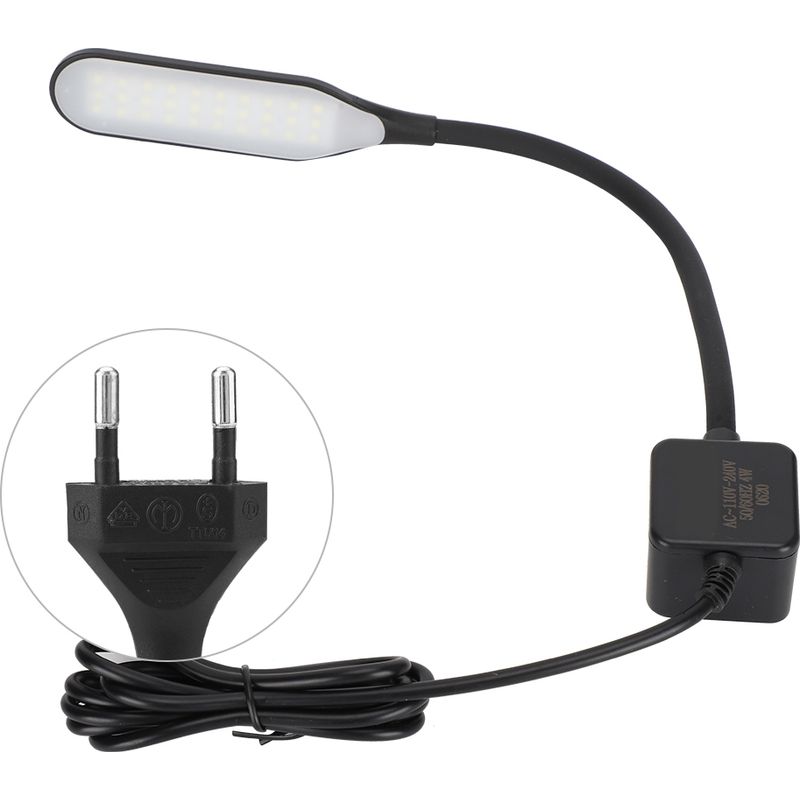 Nähmaschinenlampe Mit 30 Leds, Magnetische Schreibtischlampe, Magnetfuß, 110–240 V (schwarzer Eu-stecker)