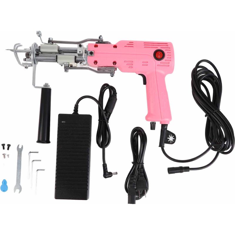 Tuftingpistolen-set Für Rosa Teppiche, 360° Verstellbarer Griff, Einfache Bedienung, Schlingenschneidfunktion, 100–240 V Us-stecker