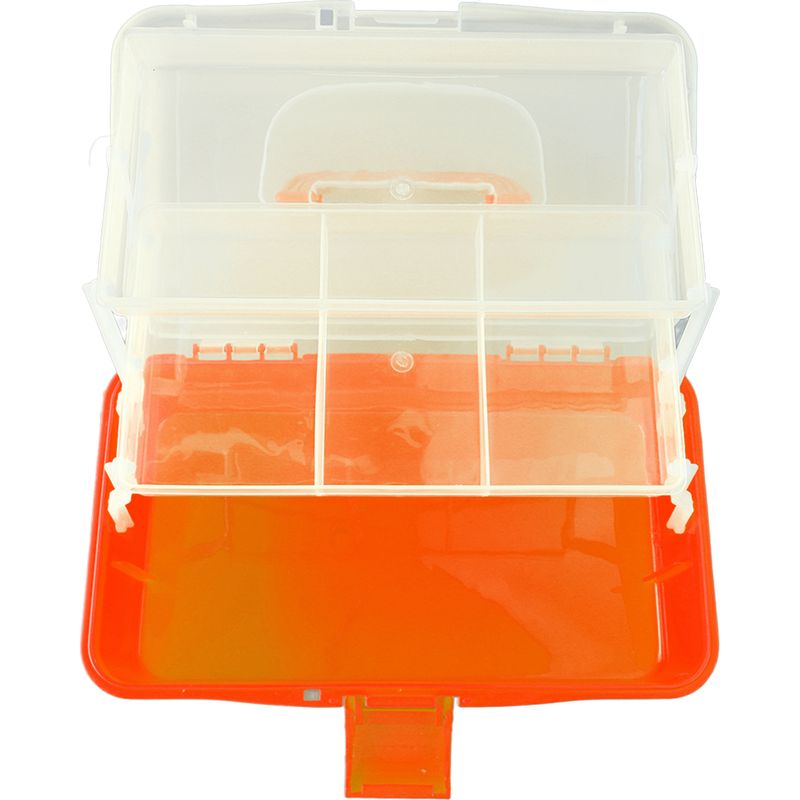 Dreilagige, Faltbare Aufbewahrungsbox Aus Kunststoff, Tragbarer Werkzeugkasten Mit Griff, Vielseitiger Organizer Für Kunst-, Bastel- Und Kosmetikzubehör, Orange