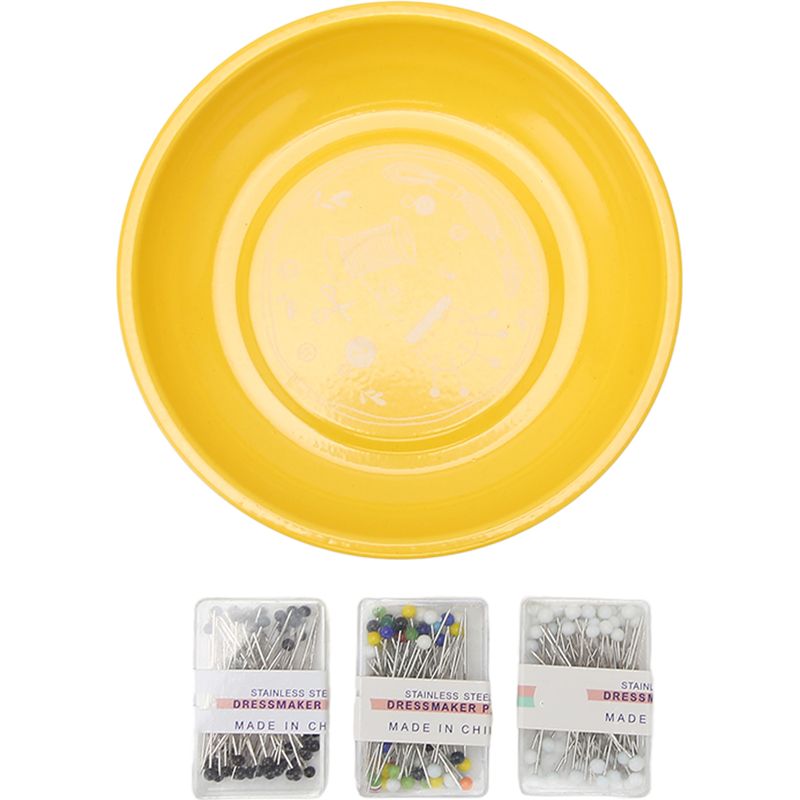Magnetisches Nadelkissen Mit 150 Nadelperlen, Nadelhalter Aus Edelstahl 430, Gelb, Für Sticken Und Kreuzstich