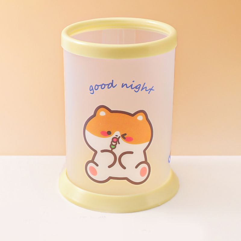 Zusammenklappbarer Stiftehalter In Form Eines Shiba Inu, Rund Und Niedlich, Aufbewahrungsbox Für Büro- Und Schulbedarf.