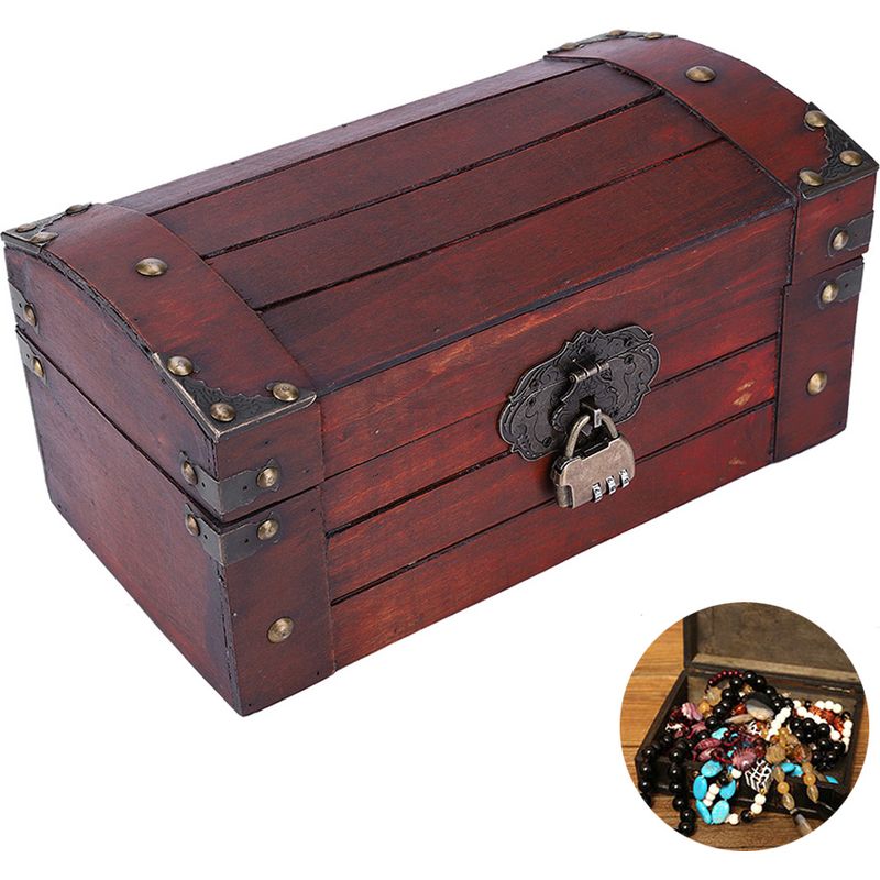 Handgefertigte Aufbewahrungsbox Aus Holz Im Vintage-stil Für Schmuck Und Sammlerstücke Mit Zahlenschloss (größe S)