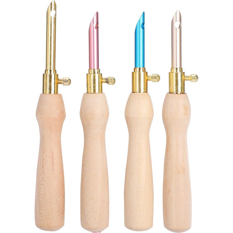 Set Mit 4 Tragbaren Stickstanzen Mit Holzgriffen Zum Nähen, Filzen, Basteln Und Für Kreative Diy-hobbys