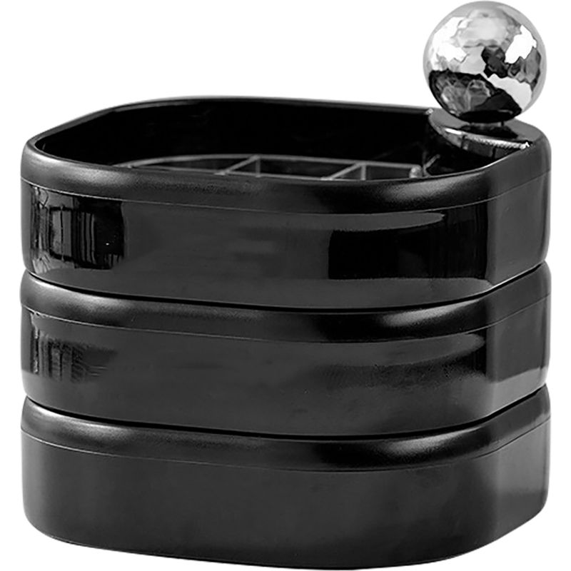 Drehbarer, Mehrschichtiger Schmuckkasten Aus Oxidationsbeständigem Kunststoff, Elegantes Schmuckkästchen Für Armbänder Und Ohrringe, Reisegröße, Schwarz