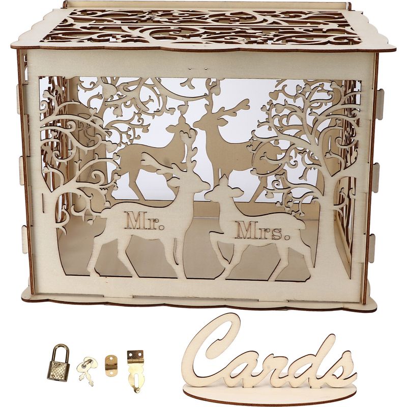 Diy-hochzeitskartenbox Aus Holz Mit Hirschmotiv – Dekoratives Schild Als Geschenk