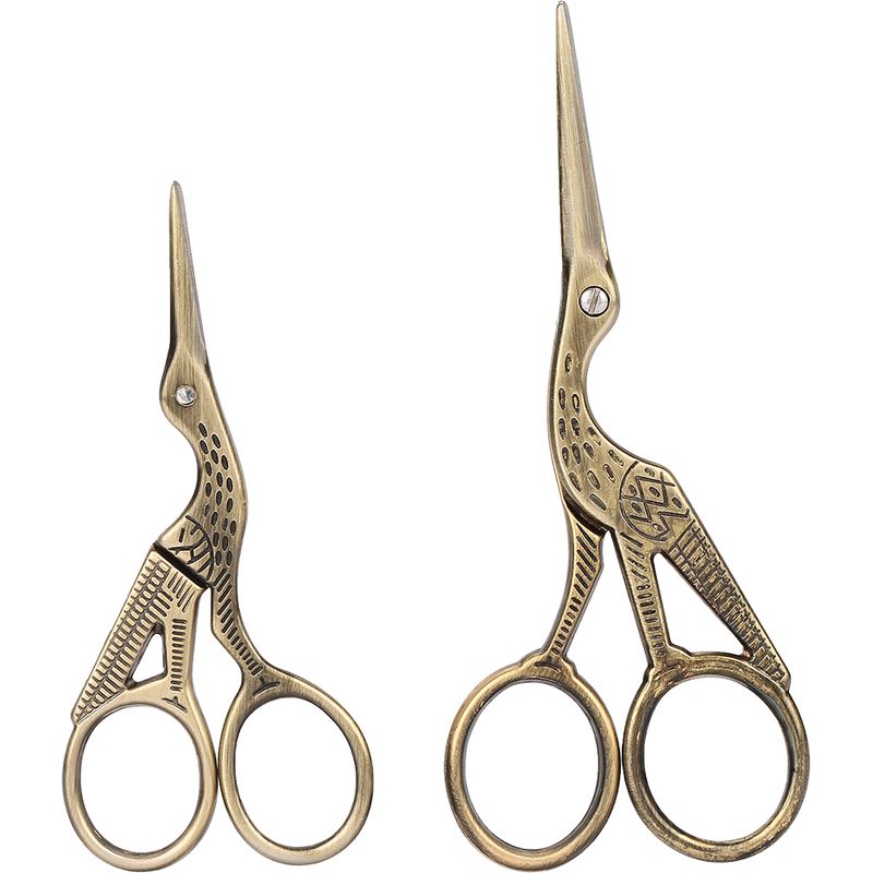 Retro-nähschere-set Aus Bronze Und Edelstahl, Kranichförmig, In Zwei Größen Erhältlich