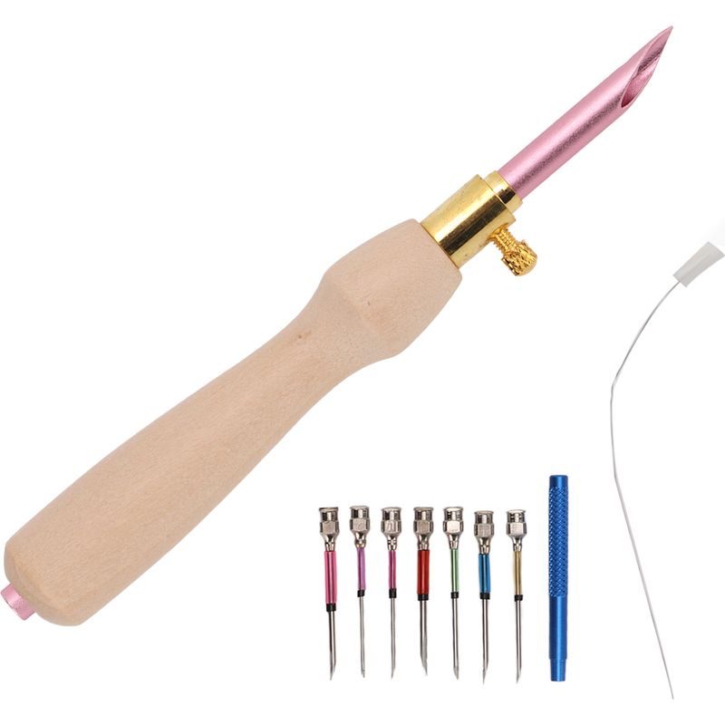 Einfach Zu Bedienendes Punch-needle-set Mit Austauschbarem Nadelkopf Und Verstellbarem Holzgriff Für Kreative Diy-projekte