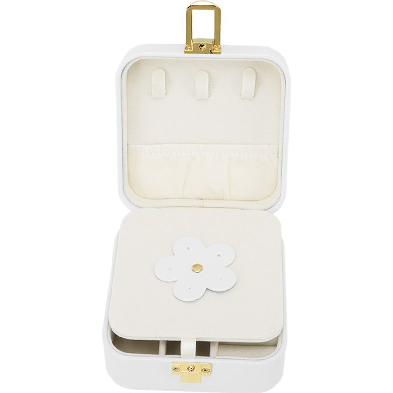 Kleine Schmuckschatulle, Tragbare Aufbewahrungsbox Für Ringe Und Ohrringe, Beige