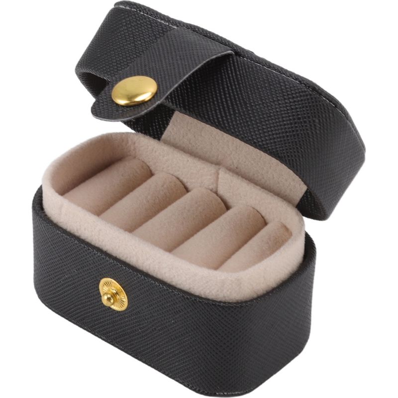Mini-ringaufbewahrungsbox Aus Pu-leder, Kleines Schmuckkästchen, Reiseorganizer, Schwarzes Ohrringetui