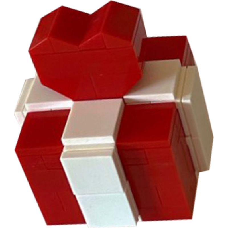 Herzförmige Ringschachtel, Bausteine, Geschenkbox Für Verlobung Oder Jahrestag, Rot Und Weiß