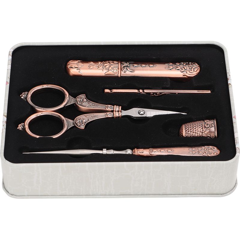 Rotes Stickscheren-set Im Vintage-stil Im Europäischen Stil, Edelstahl, Diy-näh-stickschere Und Ahle