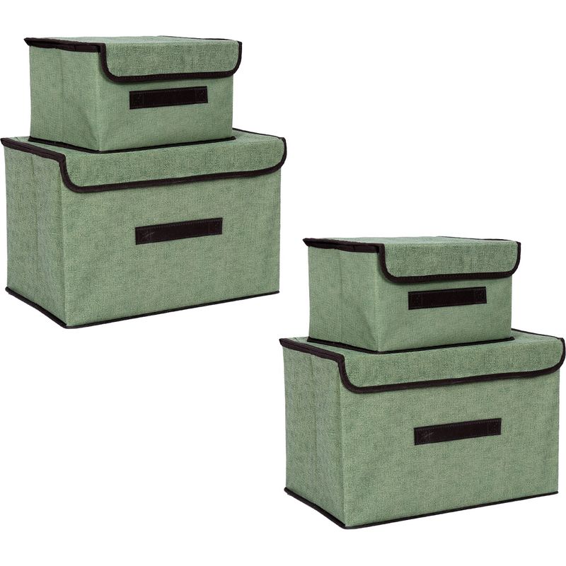Set Mit 4 Faltbaren Und Staubdichten Aufbewahrungsboxen Aus Vliesstoff (zwei Große Und Zwei Kleine), Hellgrün, Für Zuhause.