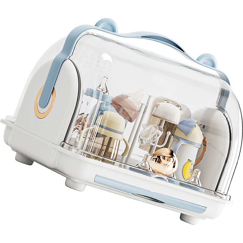 Aufbewahrungsbox Für Babyflaschen Mit Deckel, Staubdichtem Abtropfeinsatz, Kunststoff-schrankorganizer Für Babygeschirr, Blau