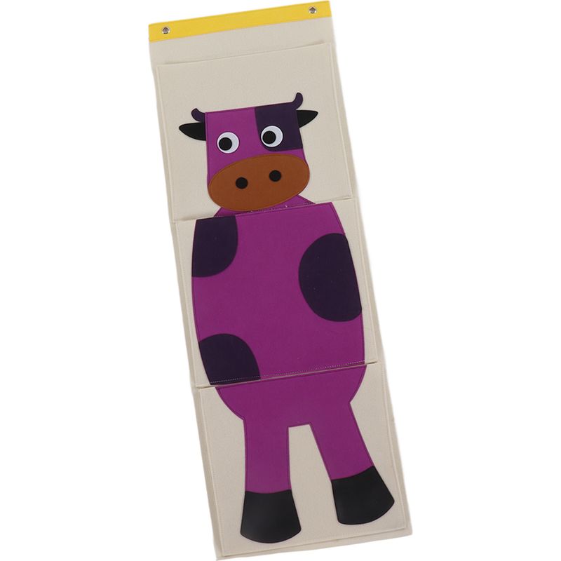 Dreiteilige, Wandmontierte Aufbewahrungstasche Mit Filztiermotiv, Für Kleiderschrank Oder Kinderbett, Zum Aufhängen Über Der Tür (rinder), 100,5 X 34,7 Cm