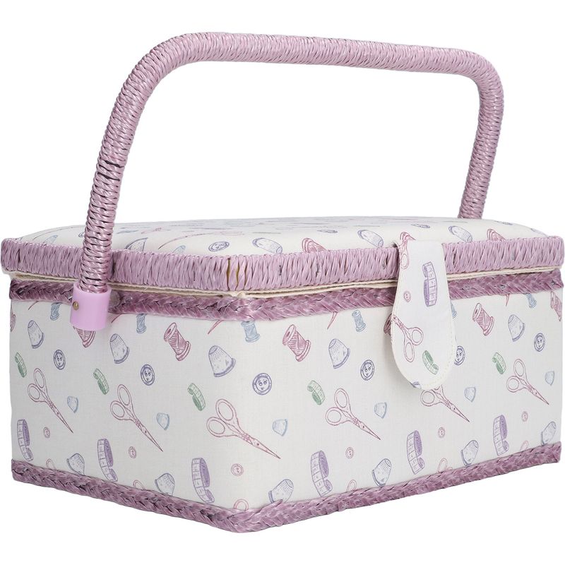 Hochwertiger Lila Nähkorb, Knitterfreies Material, Gute Elastizität, Strapazierfähig, Tragbar, Langlebige Nähbox