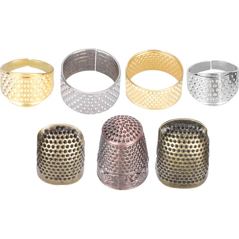 Set Mit 7 Verstellbaren Fingerhüten Aus Messing Und Kupfer, Fingerschutz, Bastelbedarf