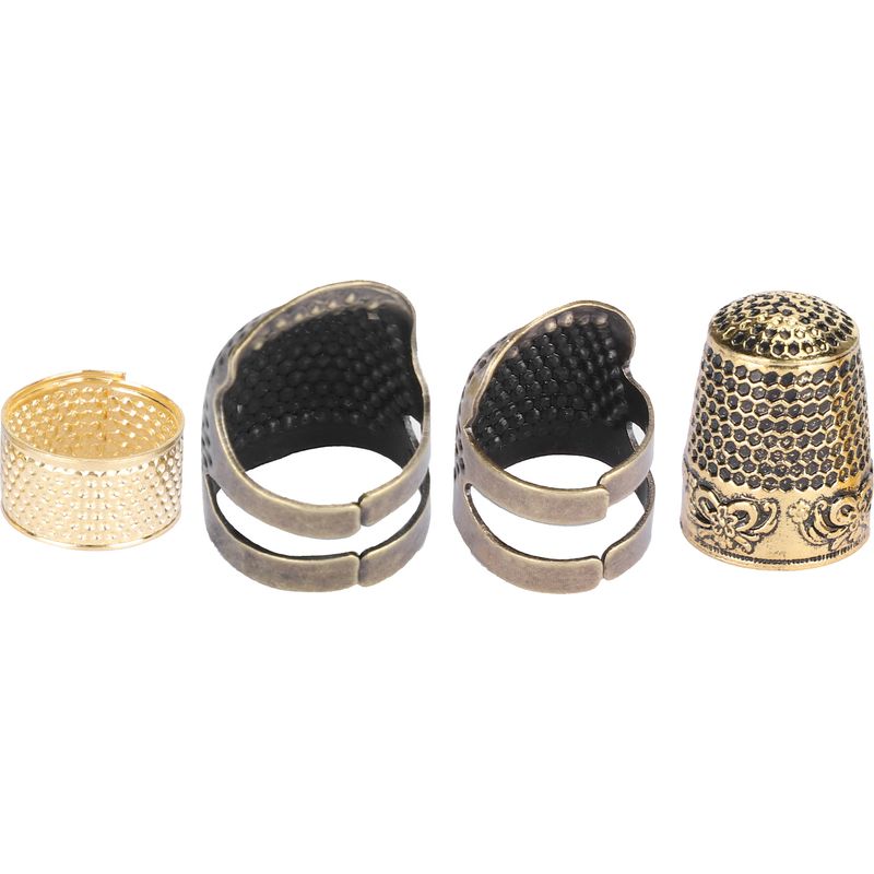 Set Mit 4 Messingfingerhüten, Verstellbarer Fingerschutz Für Handnähte