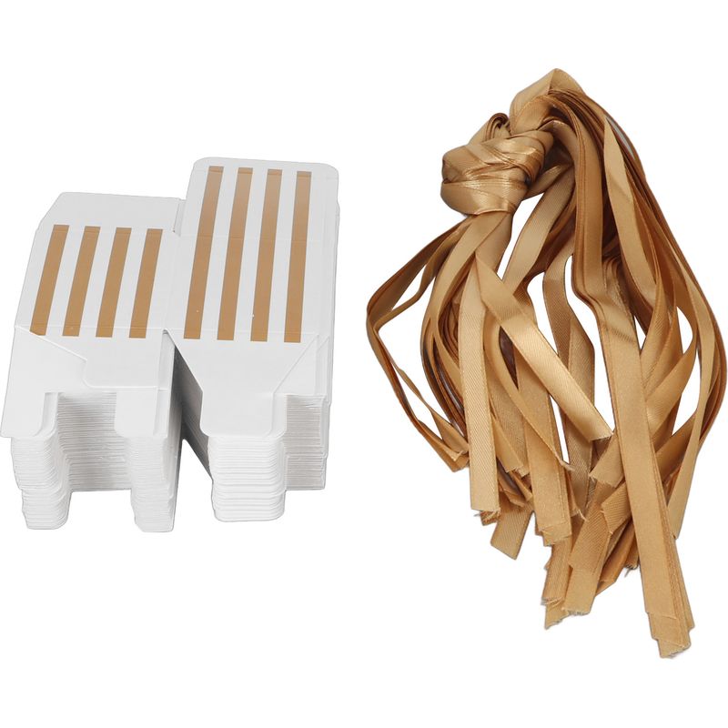 50 Mini-geschenkboxen (5,6 Cm) Mit Goldenen Streifen, Einfache Montage Mit Bändern, Für Partys, Hochzeiten Und Geburtstage