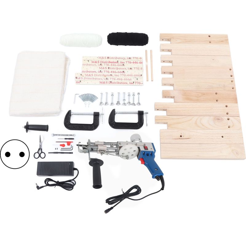 360°-tuftingpistole Mit Verstellbarem Griff, Schere, Gobelinstoff, Diy-teppiche Und -wandteppiche, 100–240-v-eu-stecker