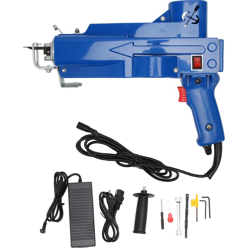 Blaues Teppichtuftmesser, 5 Bis 40 Stiche Pro Sekunde, Verstellbarer Griff, Teppichwebmaschine, 100–240 V, Eu-stecker