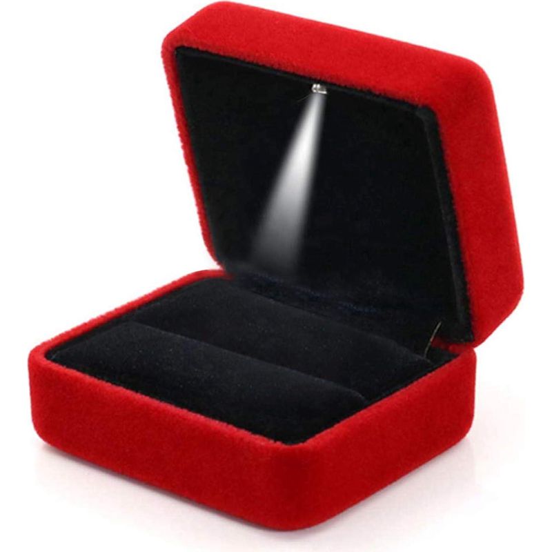 Ringbox Aus Rotem Samt Mit Led-beleuchtung, Ringbox Für Hochzeiten, Heiratsanträge Und Verlobungen