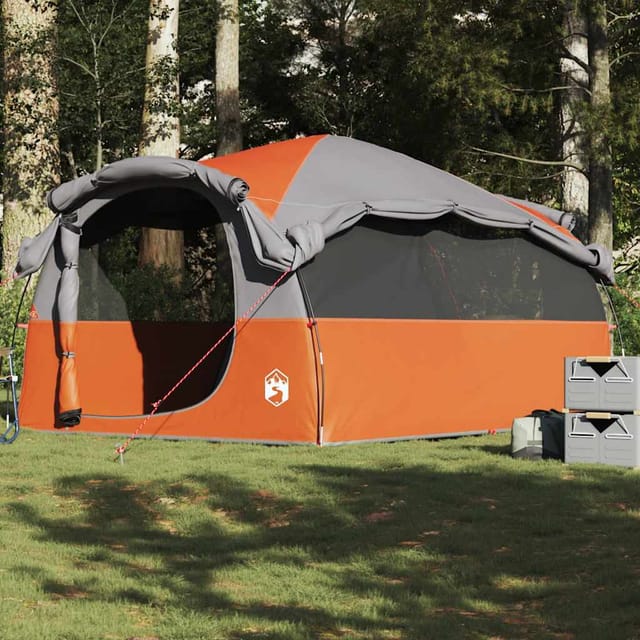 vidaXL Tunnel-Familienzelt 6 Personen Grau und Orange Wasserdicht 4009574