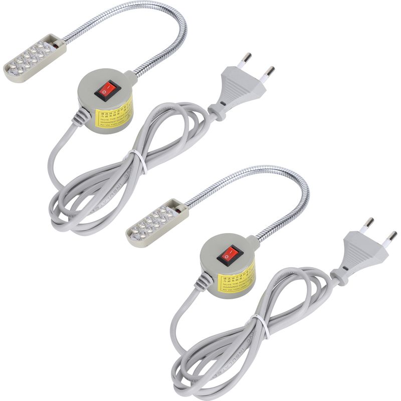 Set Mit 2 Led-tischlampen Für Nähmaschinen, Flexibel, Magnetischer Fuß, Eu-stecker 110-220v (rundstecker)