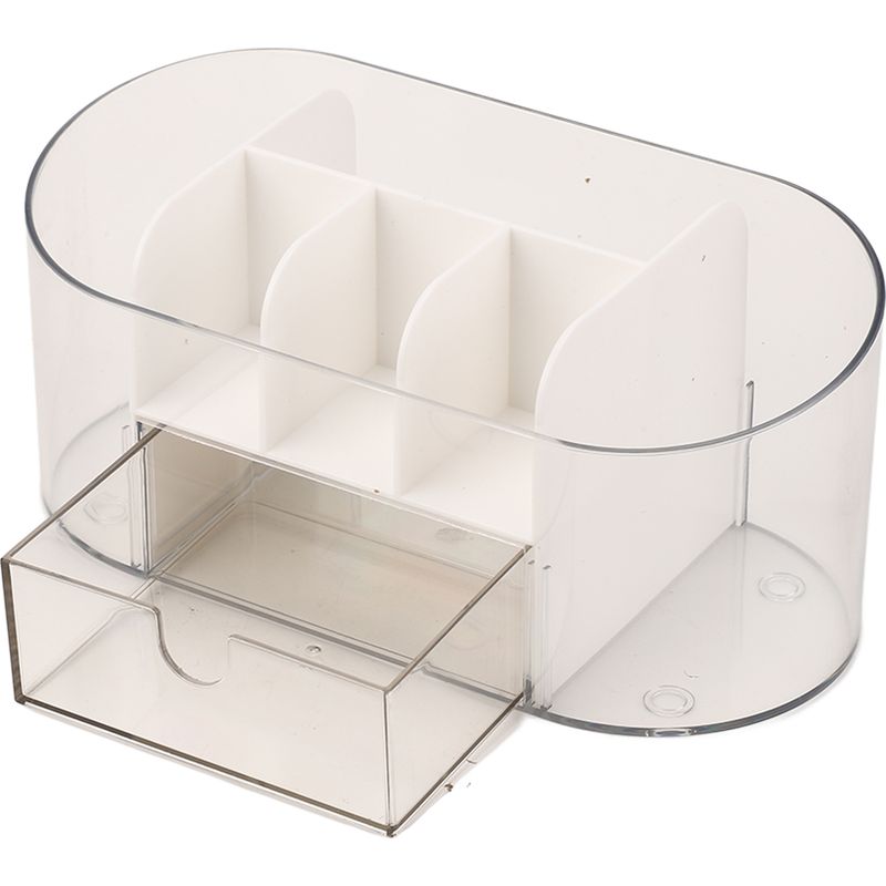 Make-up-organizer, Schreibtischschublade, Transparente Box Mit Fächern, Kosmetikaufbewahrung Für Hautpflegeprodukte, Weiß