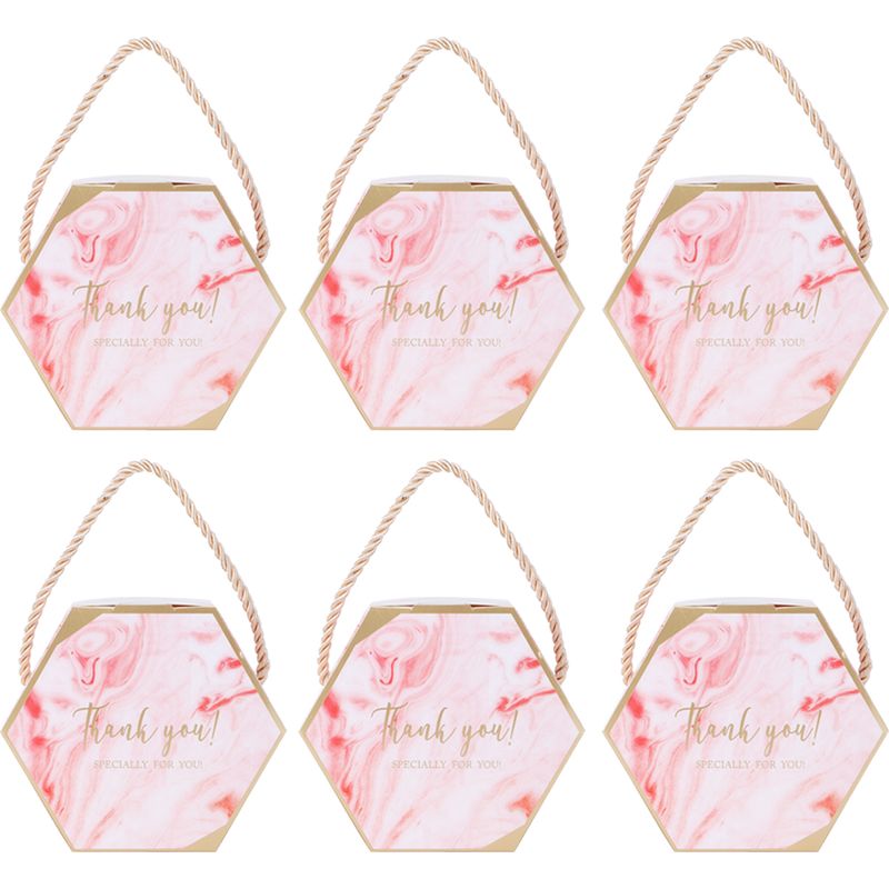 Set Mit 10 Sechseckigen Bonbontüten Mit Kordelzug, Als Hochzeitsgeschenk (rosa).