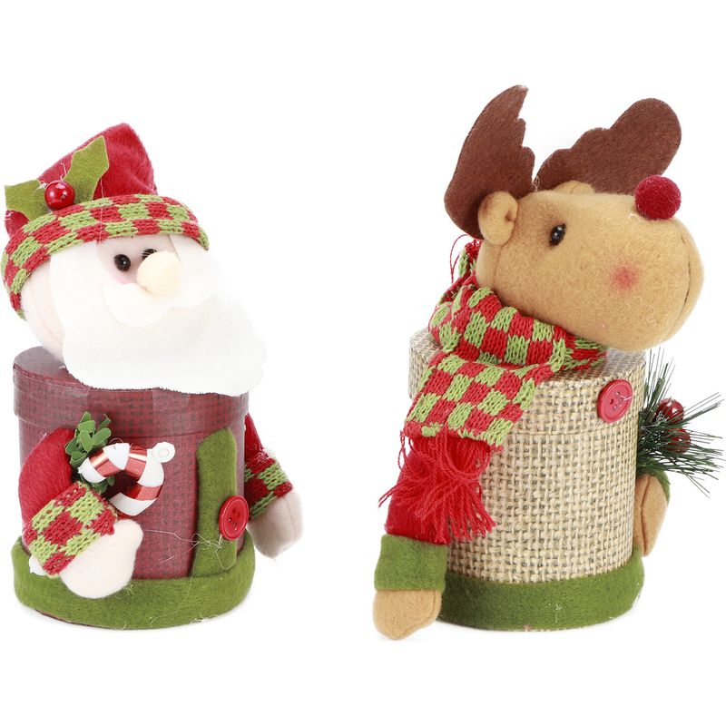 Set Mit 2 Weihnachtsbonbonboxen Mit Niedlichen Puppenverzierungen, Geschenkbox