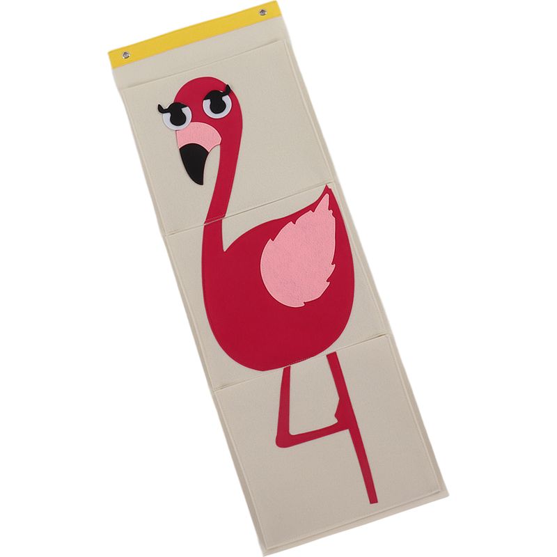 Wandaufbewahrungstasche Mit 3 Fächern, Filztiermotiv (vogel), Für Kleiderschrank Oder Kinderbett, 100,7 X 35 Cm