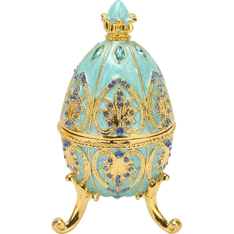 Himmelblaue Schmuckschatulle Aus Emaille, Eierbox Aus Zinklegierung, Elegantes Etui Für Ringe, Halsketten Und Ohrringe