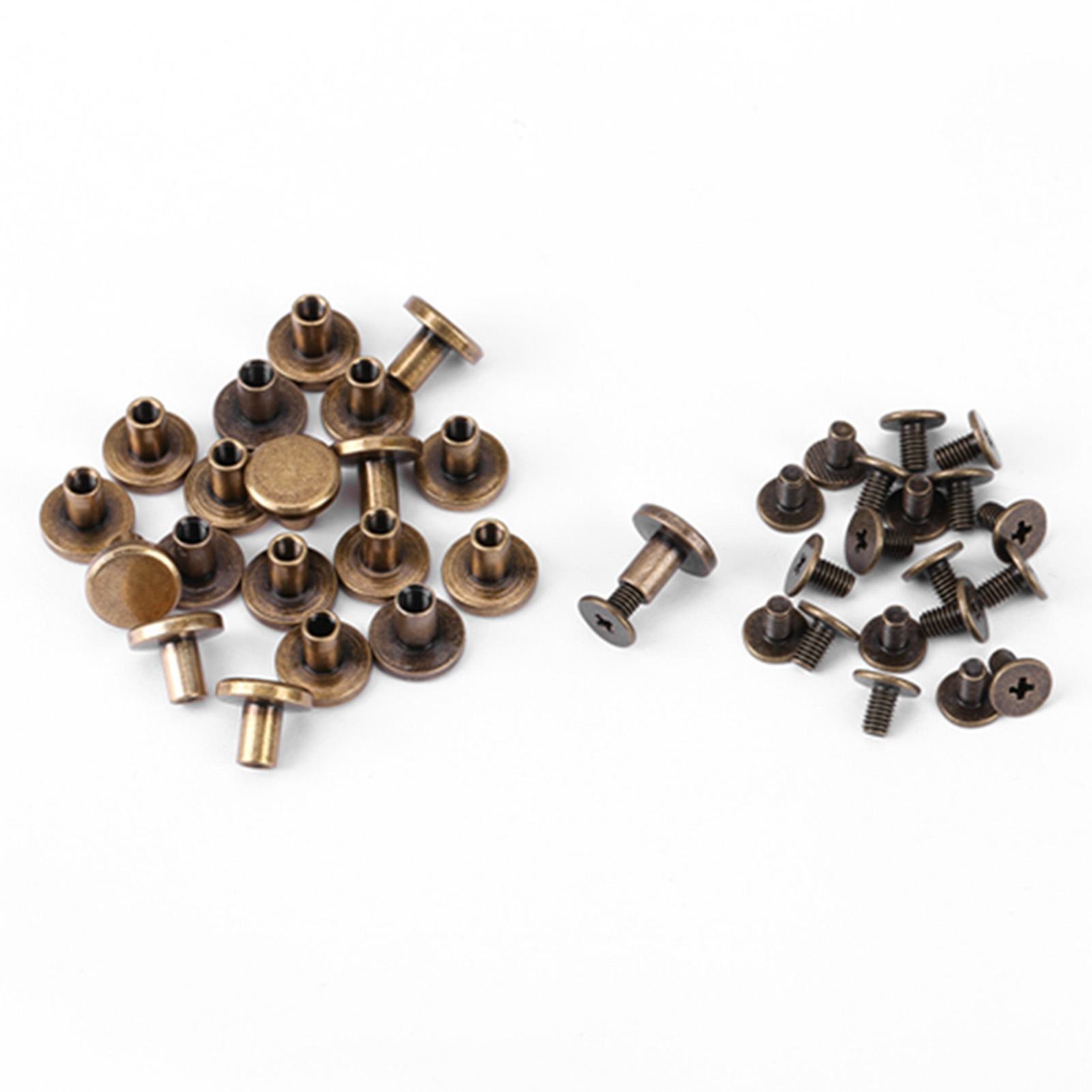 20 Kupfer-/messingschrauben 8 Mm – Flachkopf, Muttern, Nägel Und Nieten Für Leder
