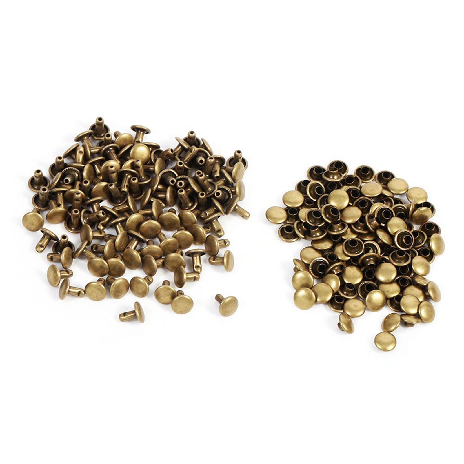 100 Doppelkopfnieten 8x8mm – Bronzemetall Für Leder Und Bastelarbeiten