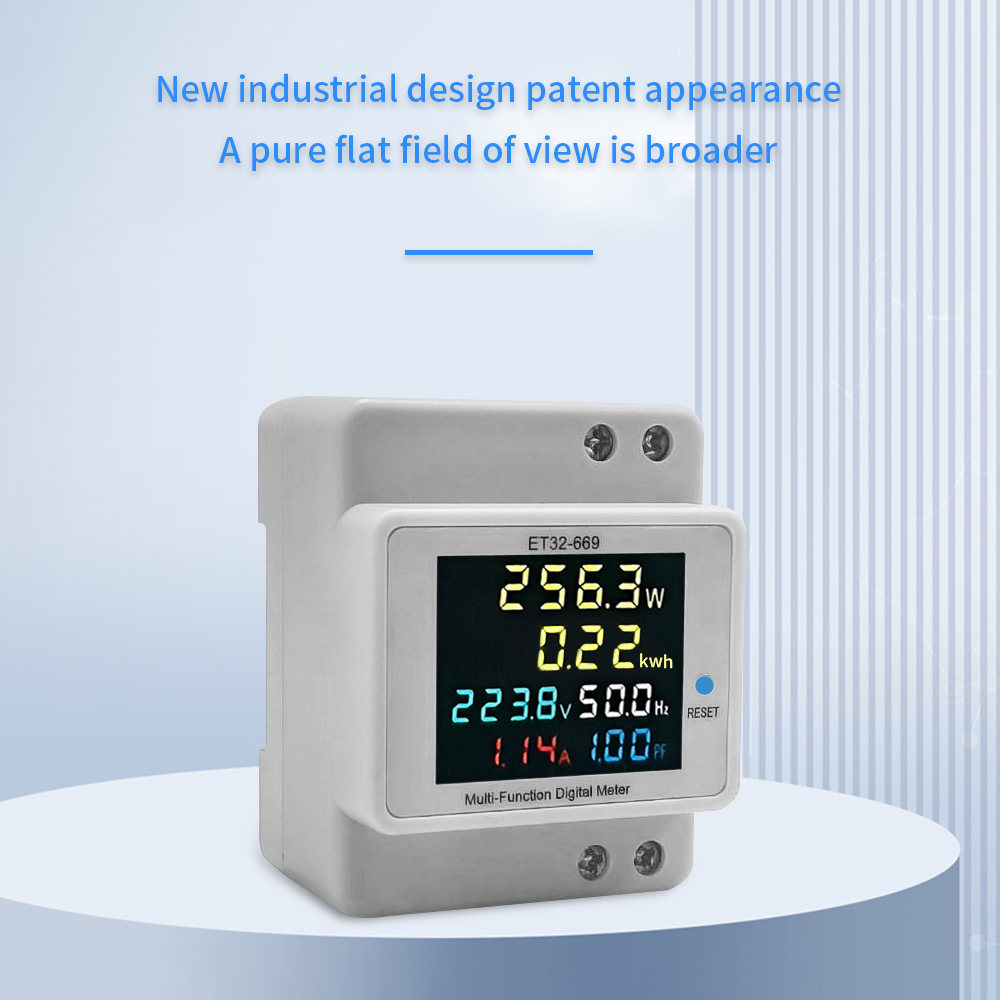 Einphasiger Digitaler Energiezähler, Haushaltsstromverbrauchsmonitor, Ac40v-300v 100a, Leistungsvoltmeter, Amperemeter, Spannung, Ampere, Watt, Kwh, Frequenzfaktor Mit Farb-lcd-bildschirm.