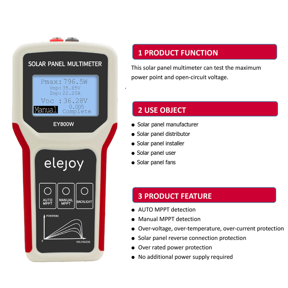 Verbesserungen Für Tragbare Photovoltaik-netzteile, Multimeter, Automatische Manuelle Erkennung Mit Hintergrundbeleuchtetem Lcd-bildschirm, Hilfsprogramm Zur Fehlersuche Bei Leerlaufspannung.
