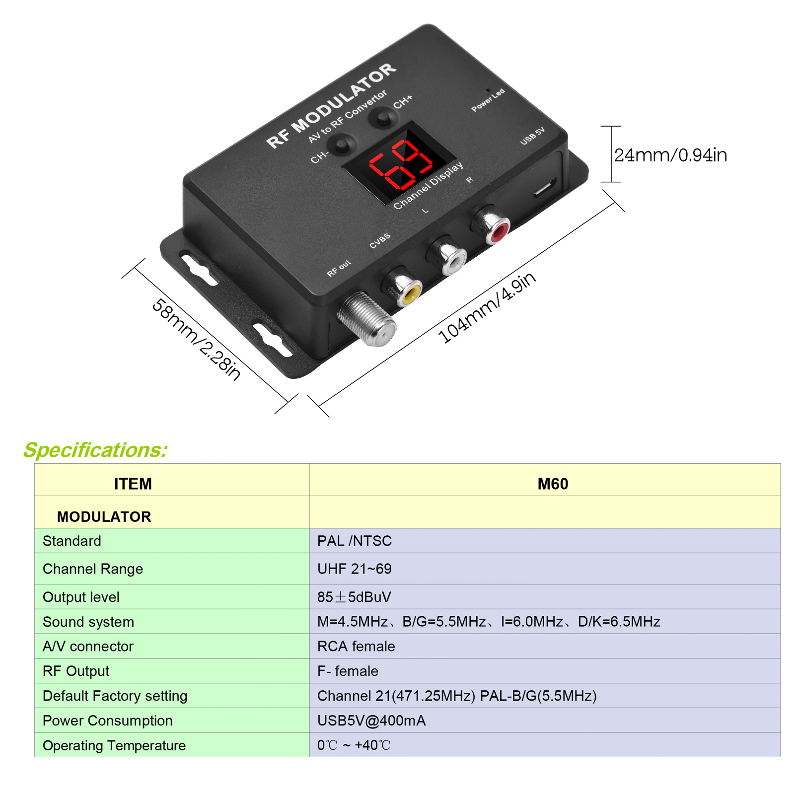 Hf-modulator M60 Av Zu Konverter.