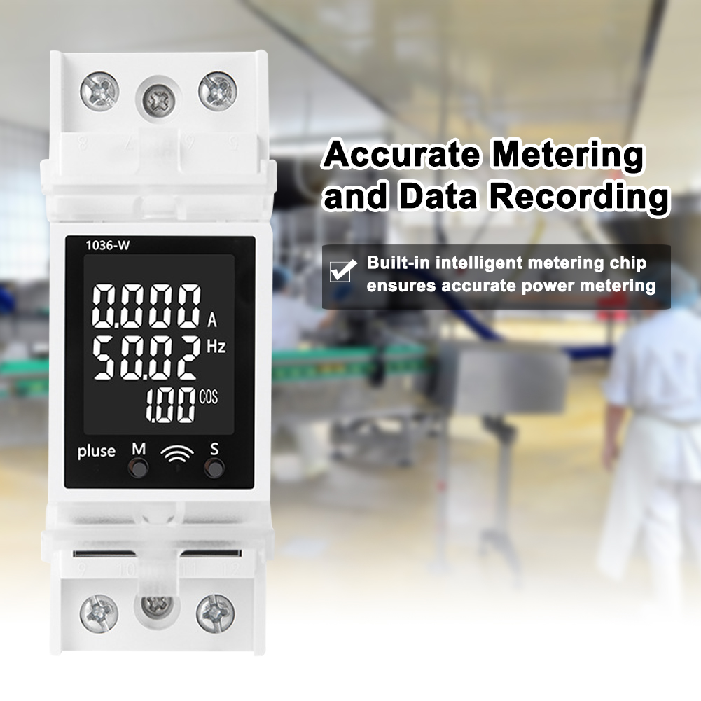 Wifi-version Din-schienen-leistungsschalter 85-265 V 63 A Digitalvoltmeter Strom Und Spannung Multifunktionaler Frequenzfaktordetektor Lcd-bildschirm Mit Fehlerspeicherfunktion.
