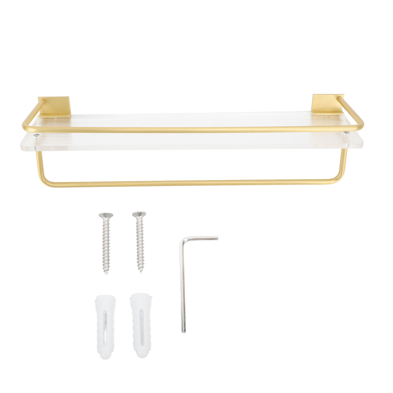 30 Cm Wand-duschablage, Organizer Mit Handtuchhalter, Einfach Zu Montierende Aluminiumstange, Badezimmerregal Mit Großem Fassungsvermögen, Goldfarben.