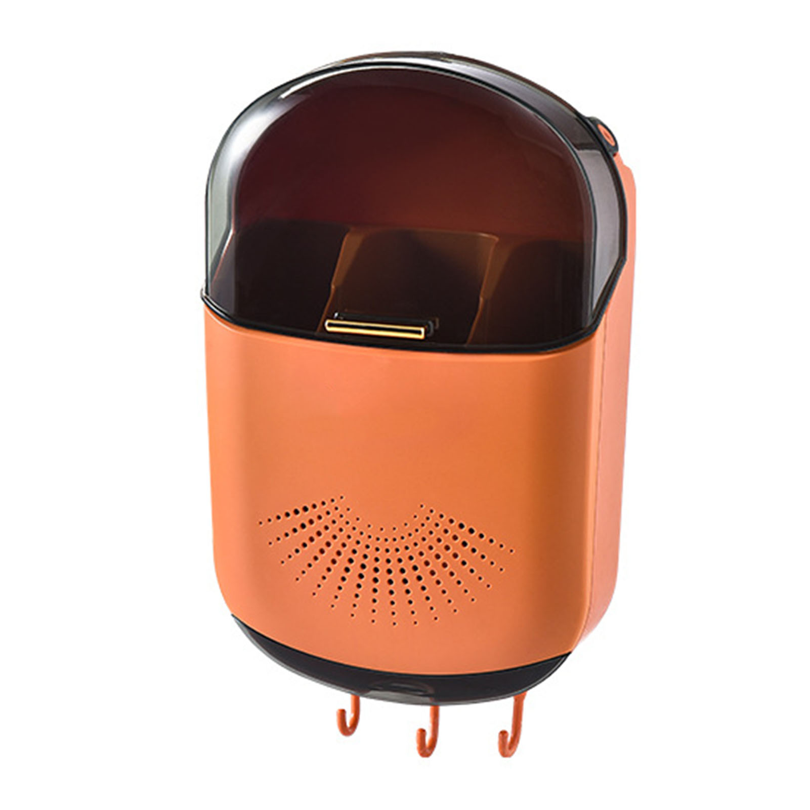 Wandmontierter Essstäbchenhalter, Staubdicht, 3 Fächer, Große Abtropfschale Für Besteck Mit Deckel, Orange.