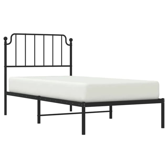 vidaXL Bettgestell mit Kopfteil Metall Schwarz 90x200 cm 373880