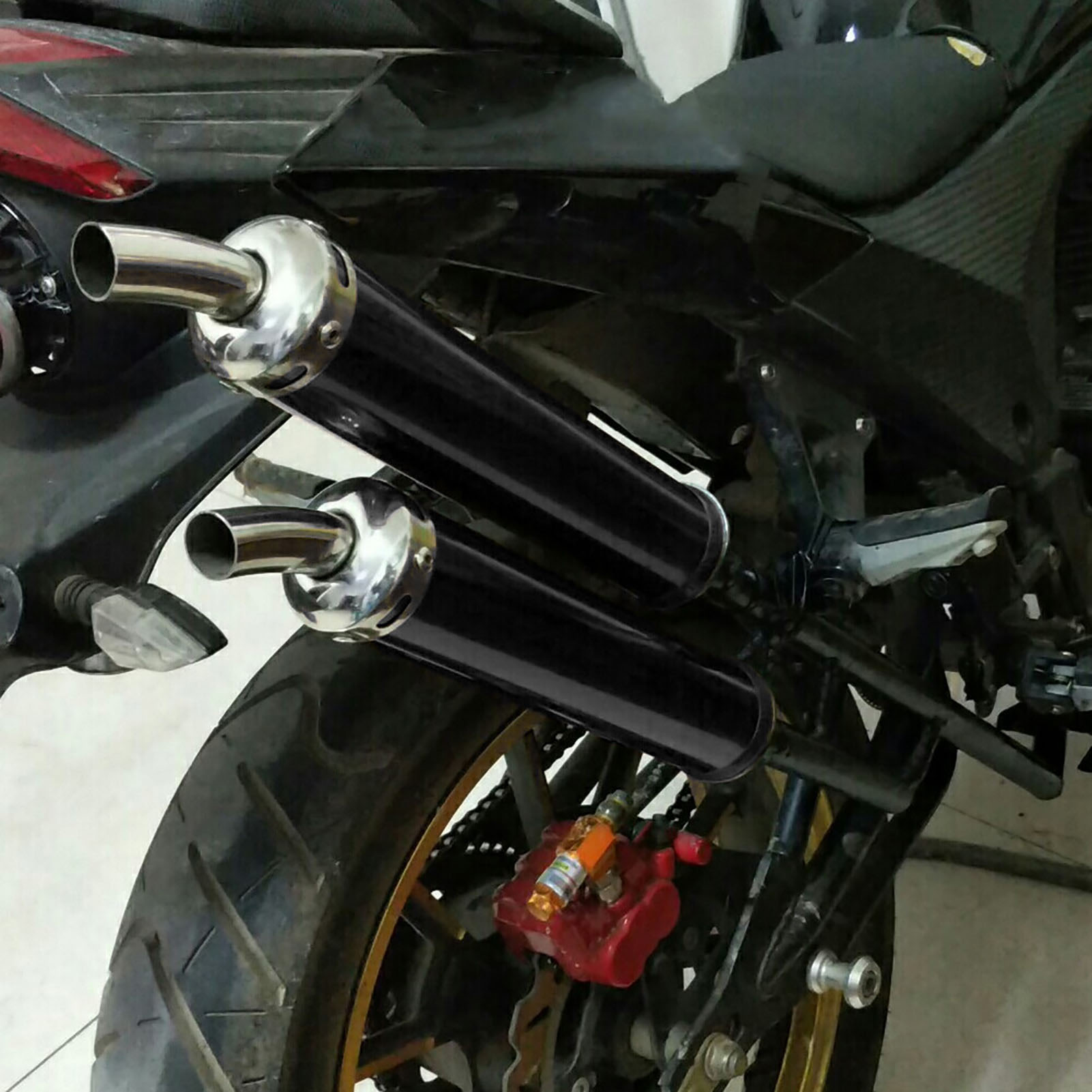 20-mm-edelstahl-auspuffschalldämpfer – Schwarz Für Zweitaktmotorräder