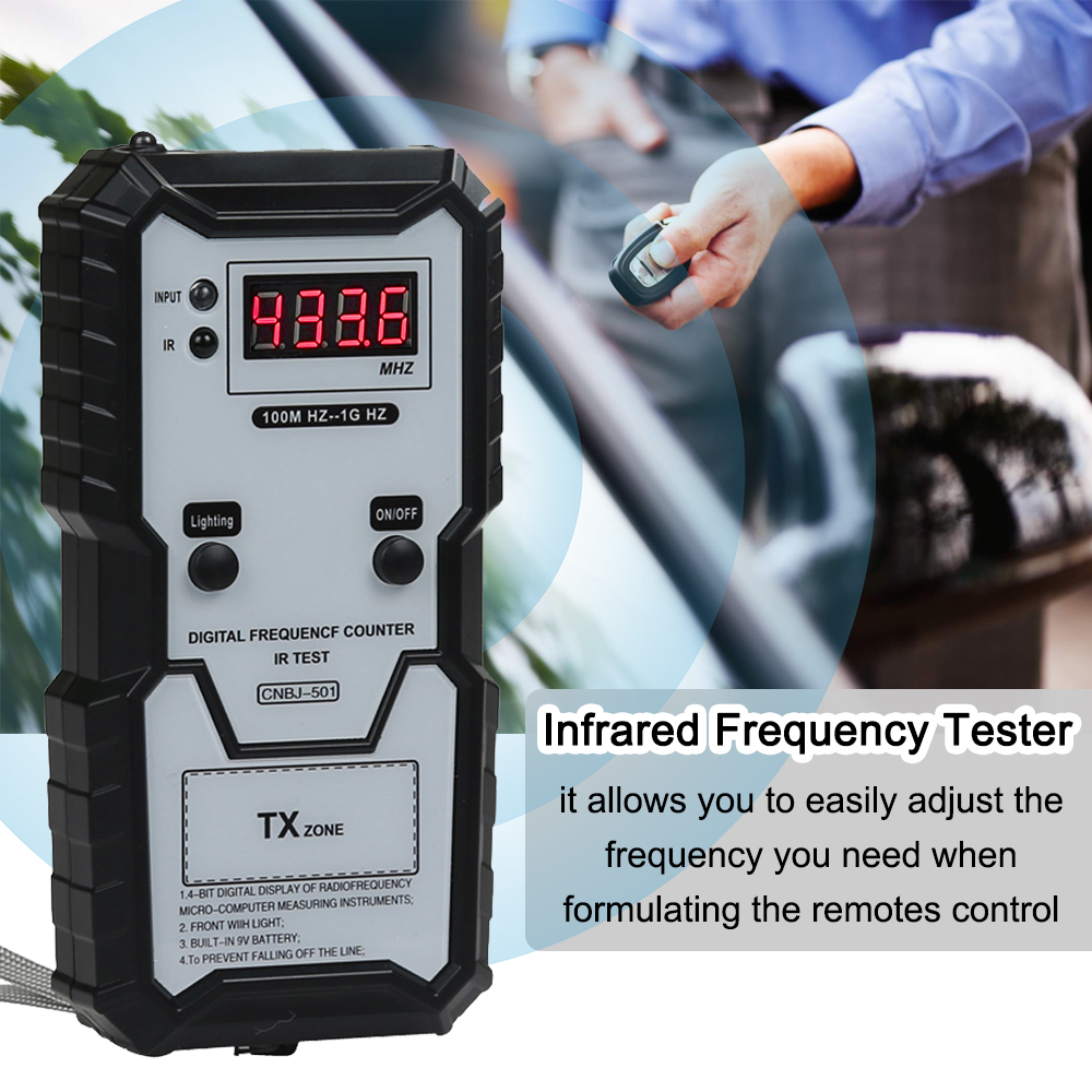 Infrarot-frequenztester Für Autoschlüssel 100m-1ghz 4-bit Digitales Elektronisches Frequenzmessgerät Mit Beleuchtungsfunktion.