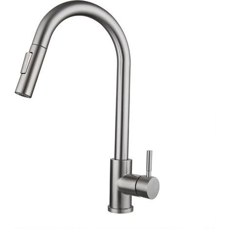 Küchenarmatur Mit Ausziehbarer Brause, Hochbogen-küchenarmatur Mit 2 Strahlarten, 360° Schwenkbare, Gewerbliche Einhebel-küchenarmatur Aus Edelstahl, 1